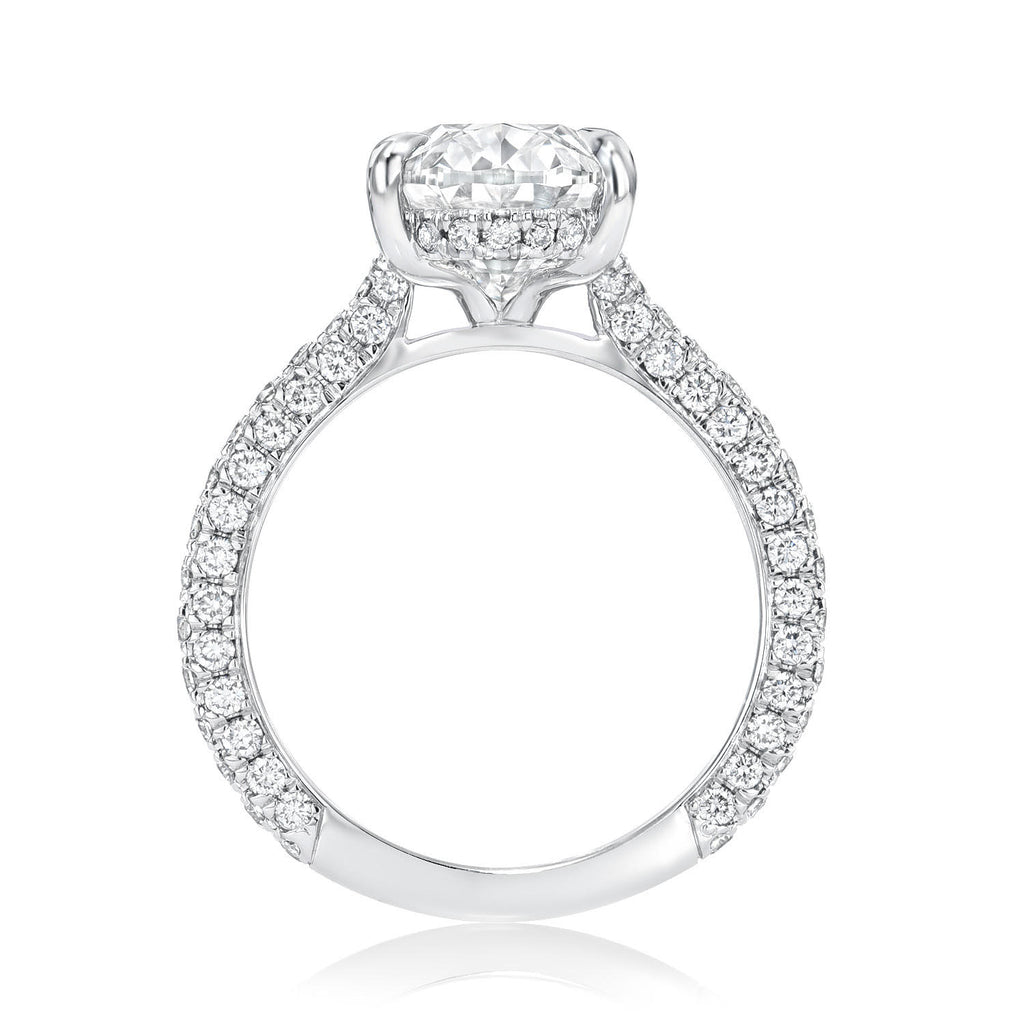 4 carat Oval Brilliant 3D Pave Engagement Ring