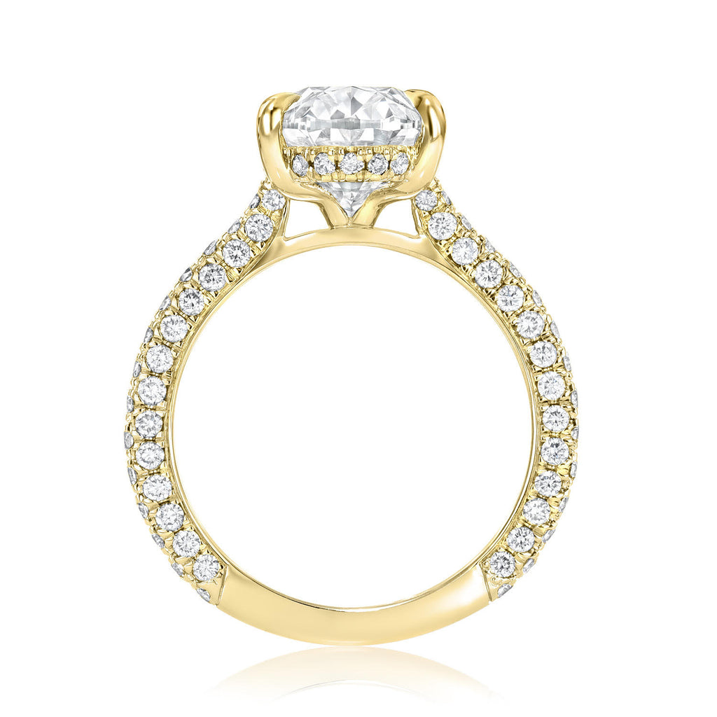 4 carat Oval Brilliant 3D Pave Engagement Ring