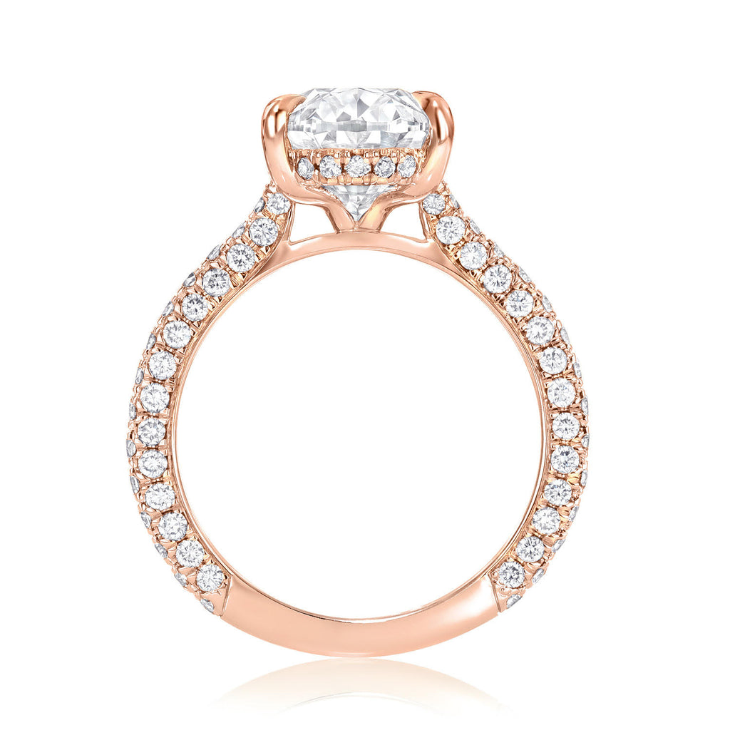 4 carat Oval Brilliant 3D Pave Engagement Ring