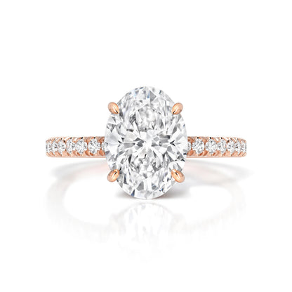 Oval Cut Pave Diamond Rose Gold Engagement Ring