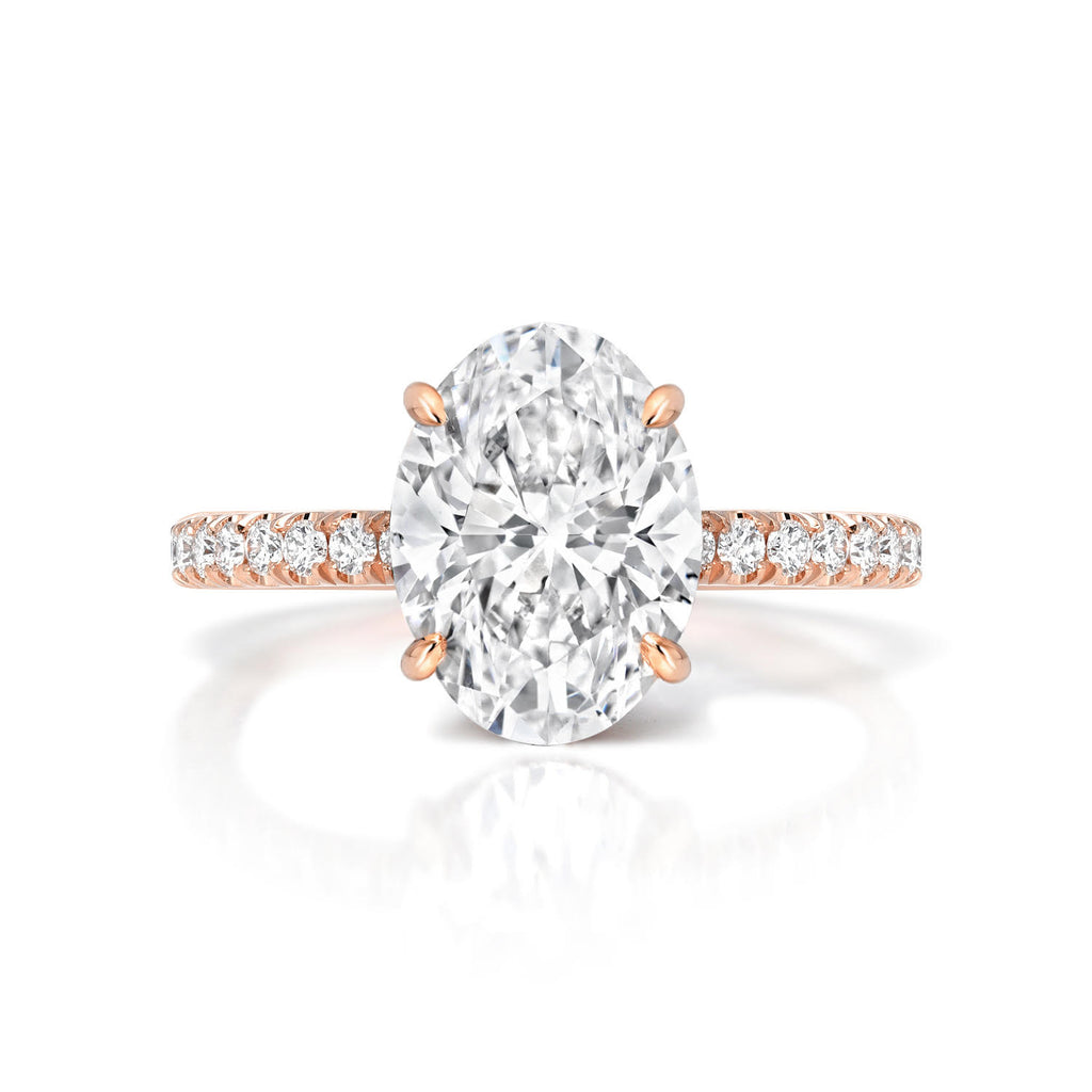 Oval Cut Pave Diamond Rose Gold Engagement Ring