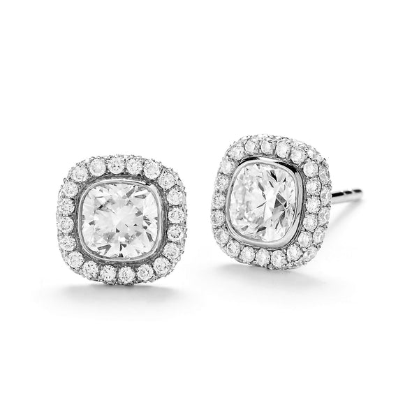 Afternoonified Bezel Halo Diamond Stud Earrings