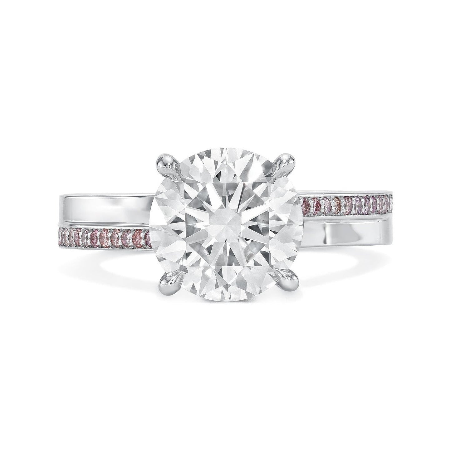 Round Brilliant Solitaire with Pink Diamond Shank