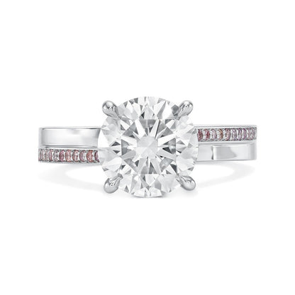 Round Brilliant Solitaire with Pink Diamond Shank