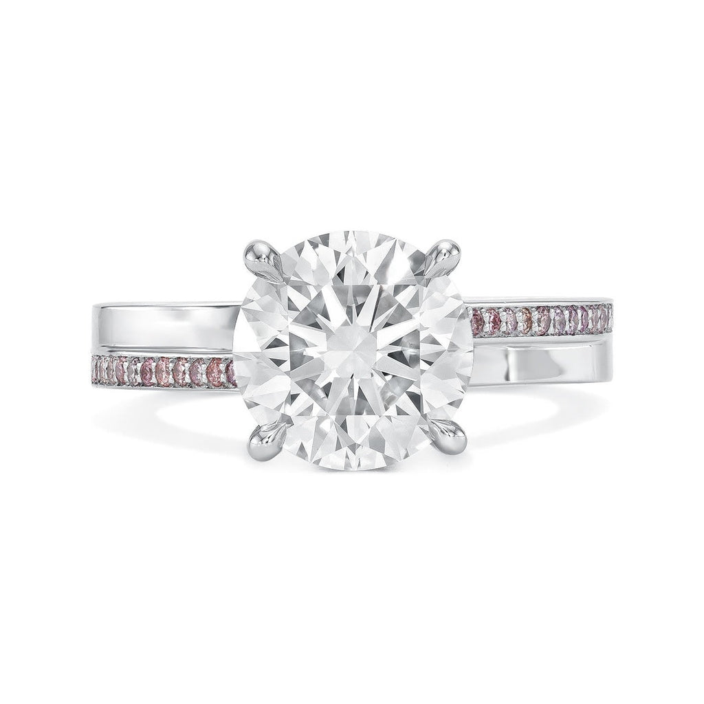 Round Brilliant Solitaire with Pink Diamond Shank