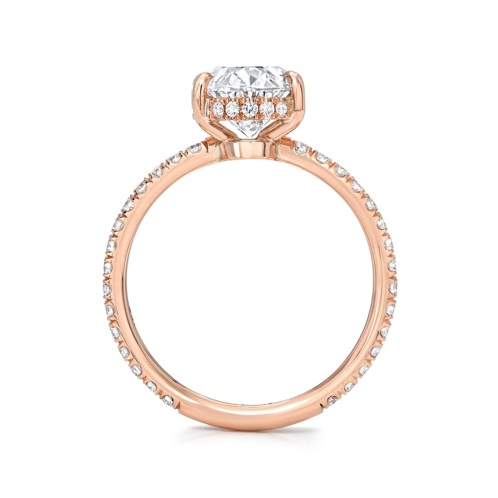 Oval Cut Pave Diamond Rose Gold Engagement Ring