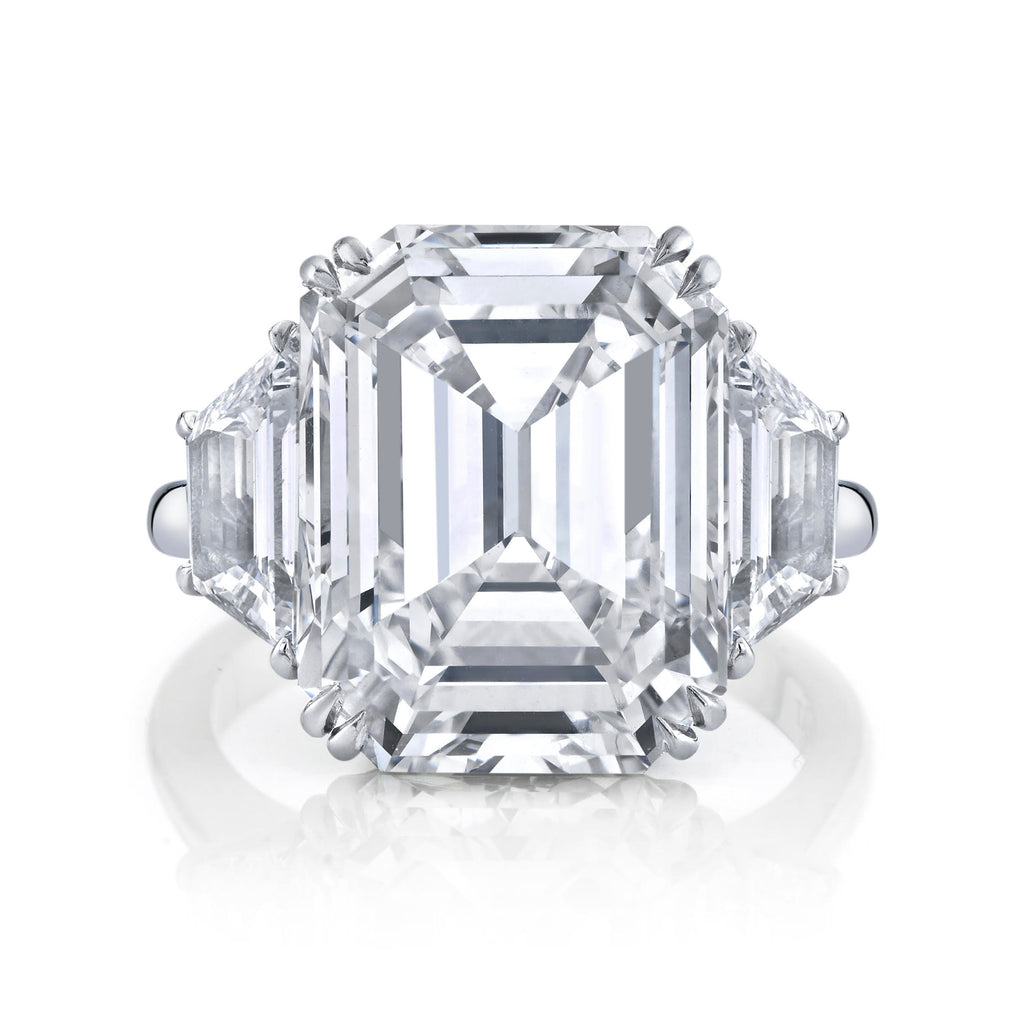 Custom Three Stone Emerald Diamond Engagement Ring