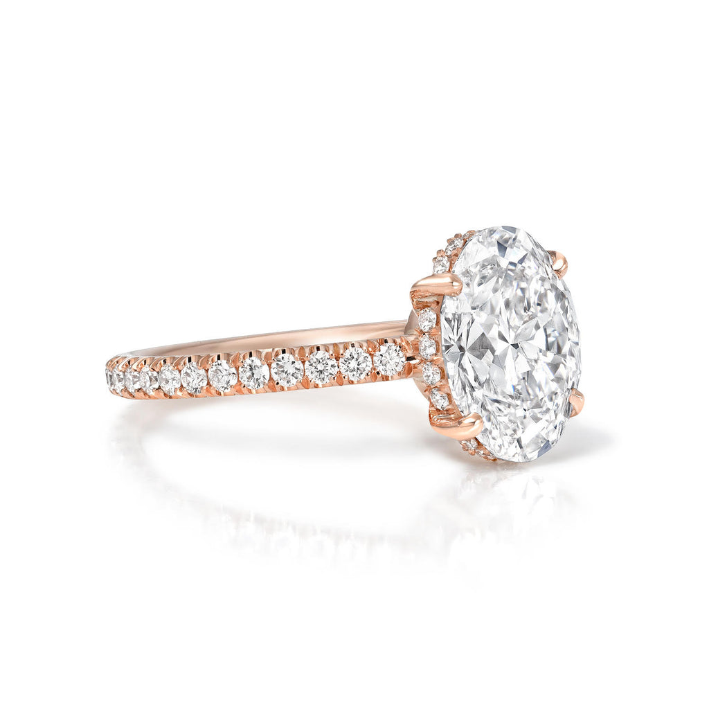 Oval Cut Pave Diamond Rose Gold Engagement Ring