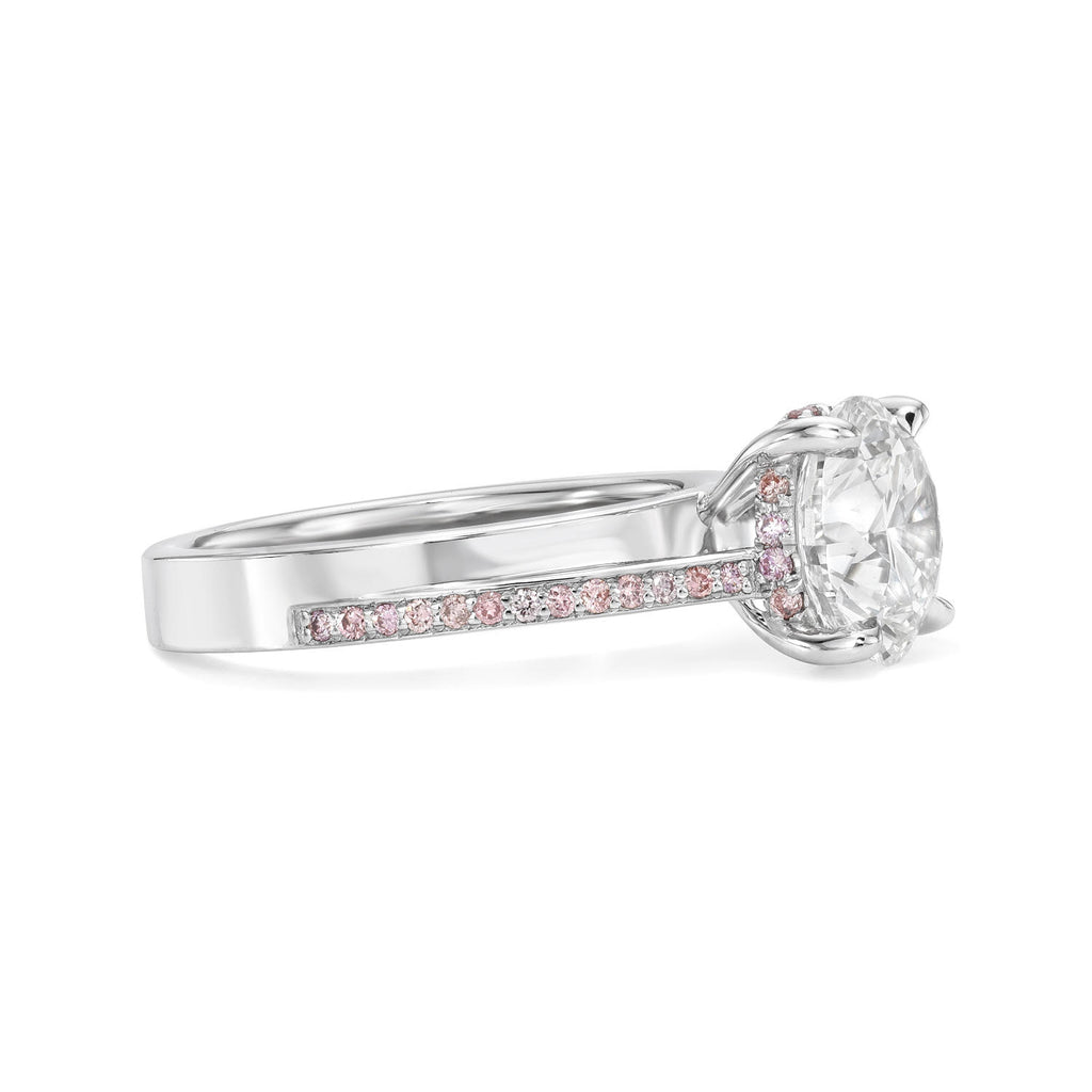 Round Brilliant Solitaire with Pink Diamond Shank