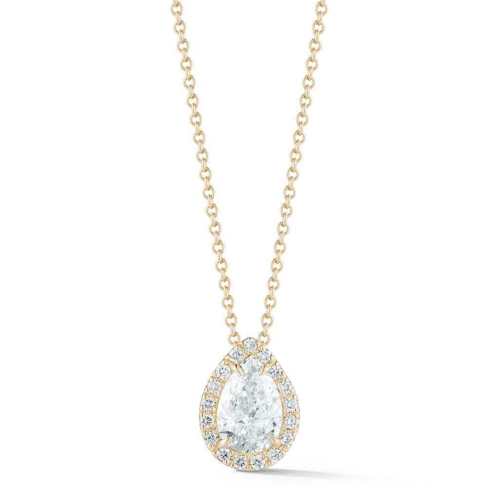 Miss Diamond Ring pear yellow gold pendant necklace